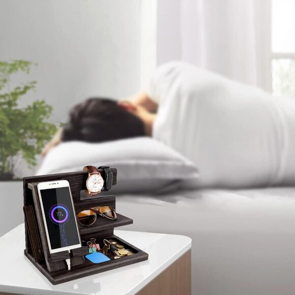 Wooden Phone Docking Station Organizer – Nightstand & Desk Accessory - Picture 5 of 7